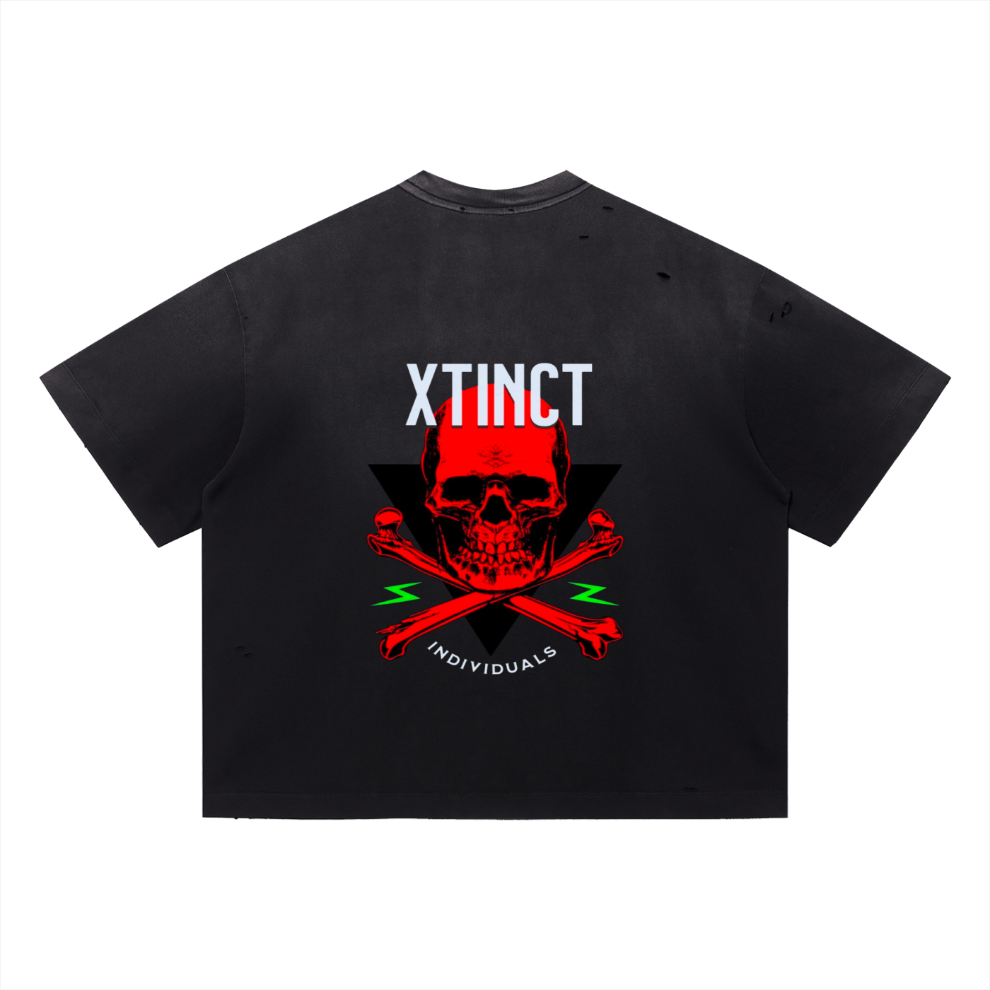 Vintage Washed Distressed Boxy Oversized "XTINCT INDIVIDUALS" T-Shirt