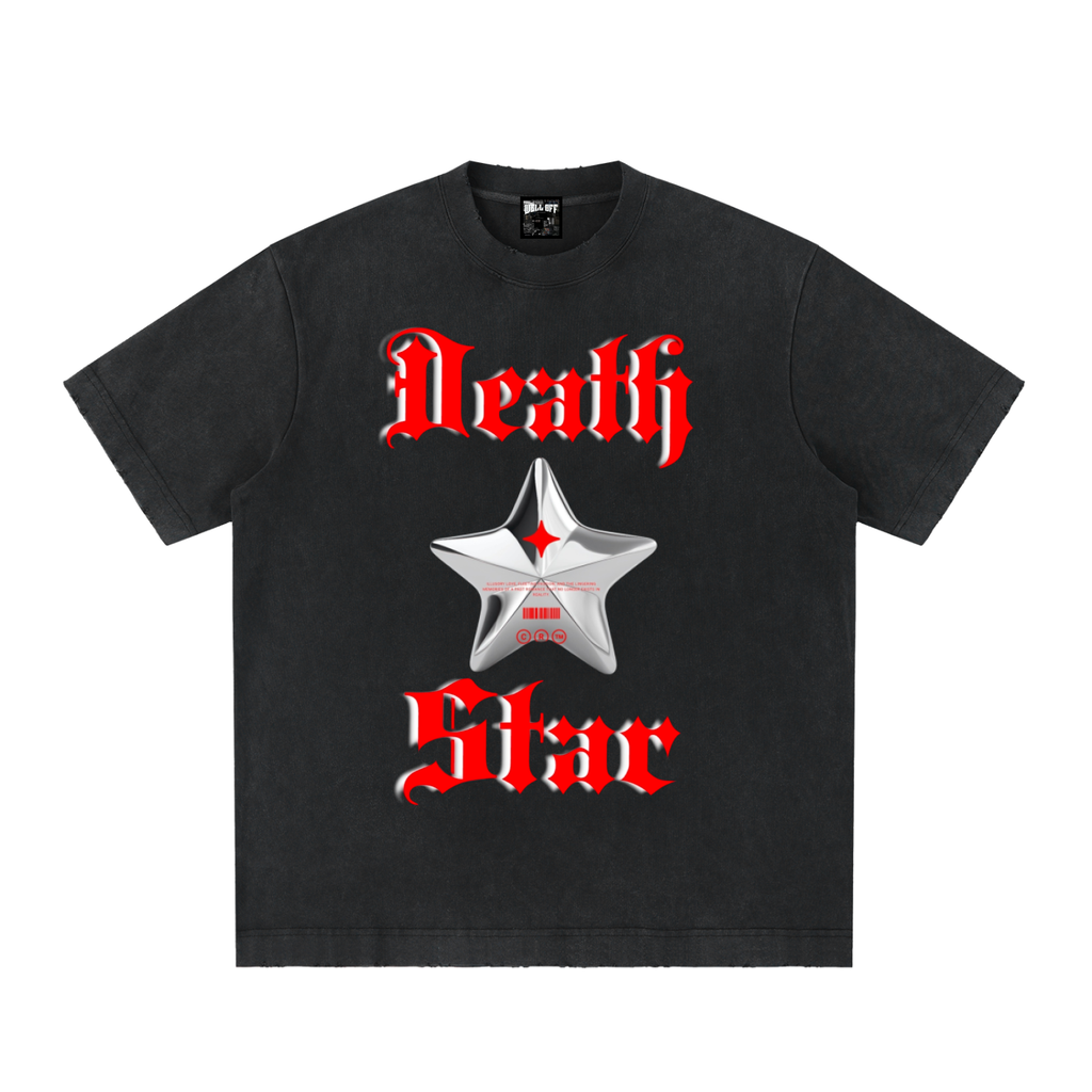 Heavyweight Vintage Washed Frayed "Death Star" T-Shirt