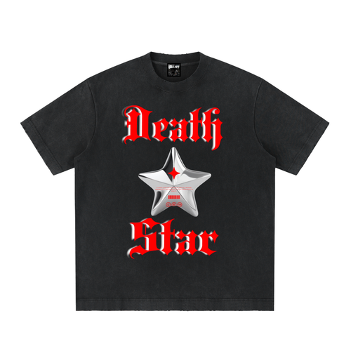 Heavyweight Vintage Washed Frayed "Death Star" T-Shirt