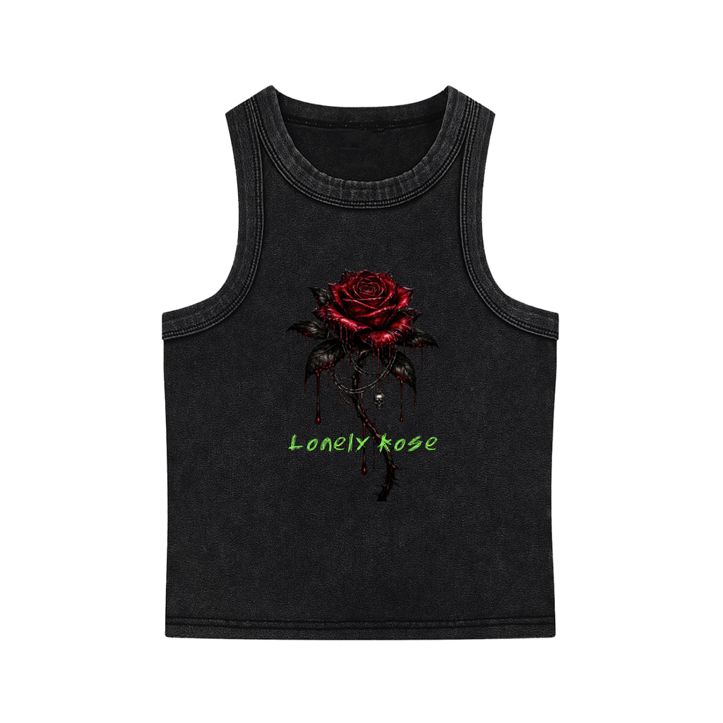 Womens Snow Washed "Lonely Rose" Tank Top
