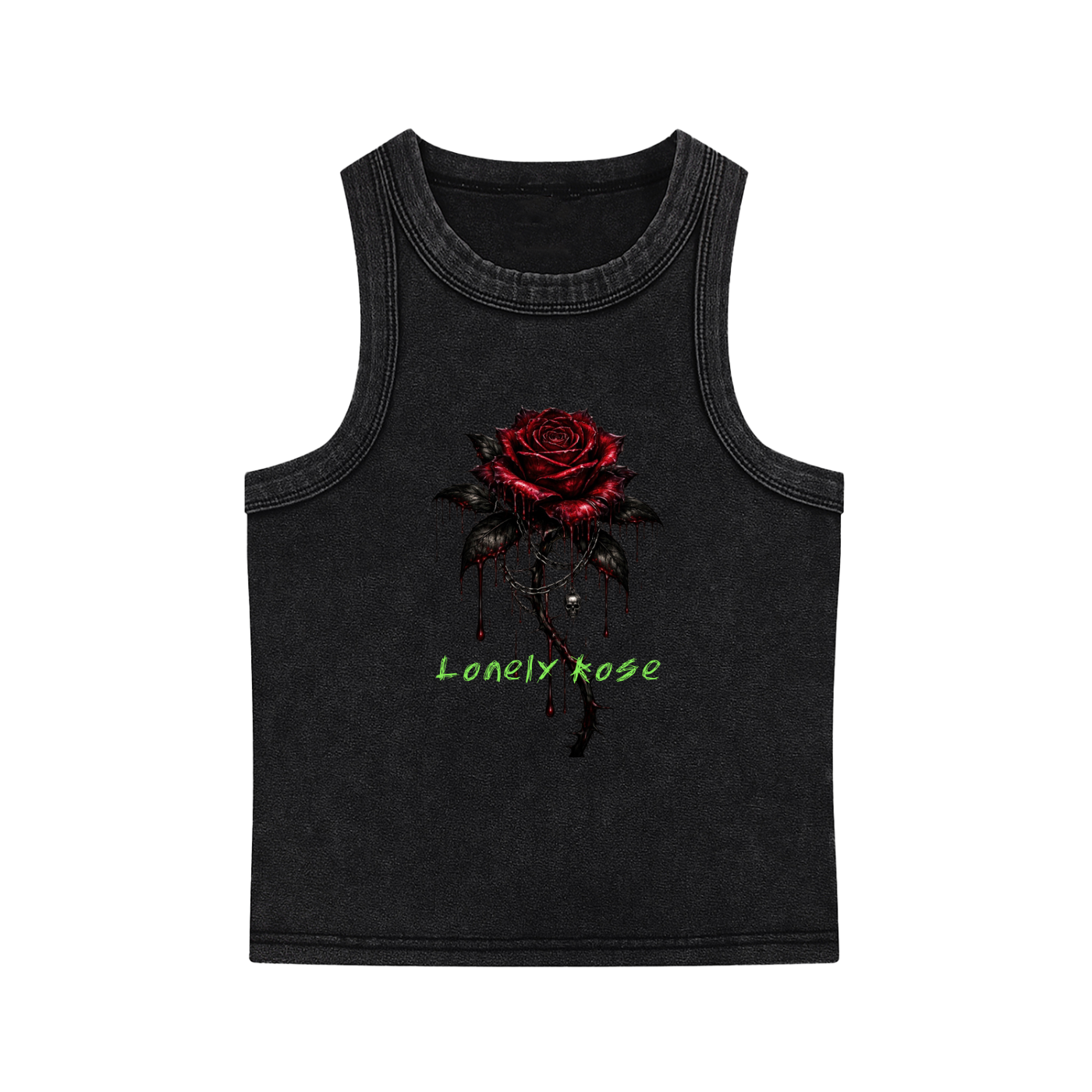 Womens Snow Washed "Lonely Rose" Tank Top