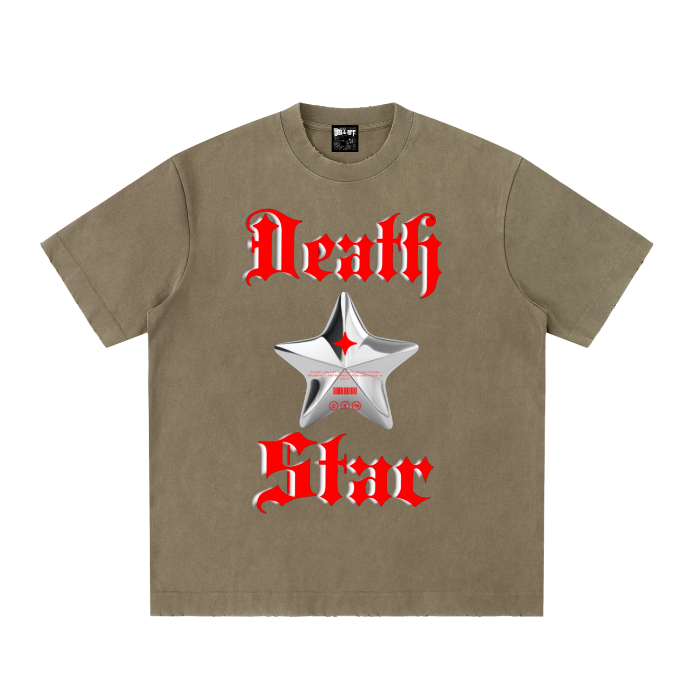 Heavyweight Vintage Washed Frayed "Death Star" T-Shirt