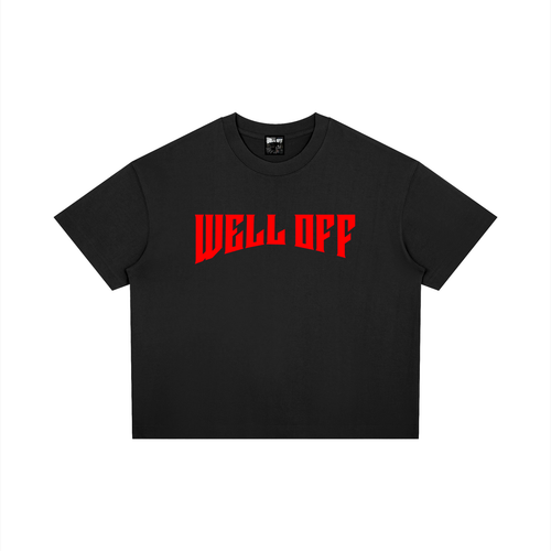 Boxy Drop Shoulder "WELL OFF" T-Shirt