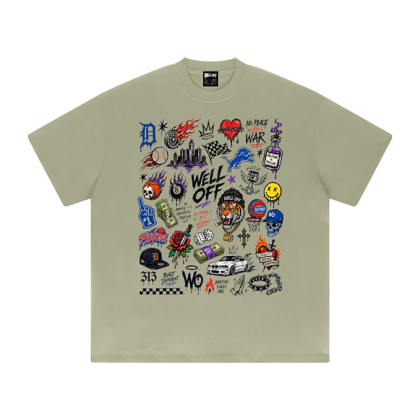 Heavyweight Drop Shoulder "WELL OFF-NO PEACE WITHOUT WAR " Collab T-Shirt
