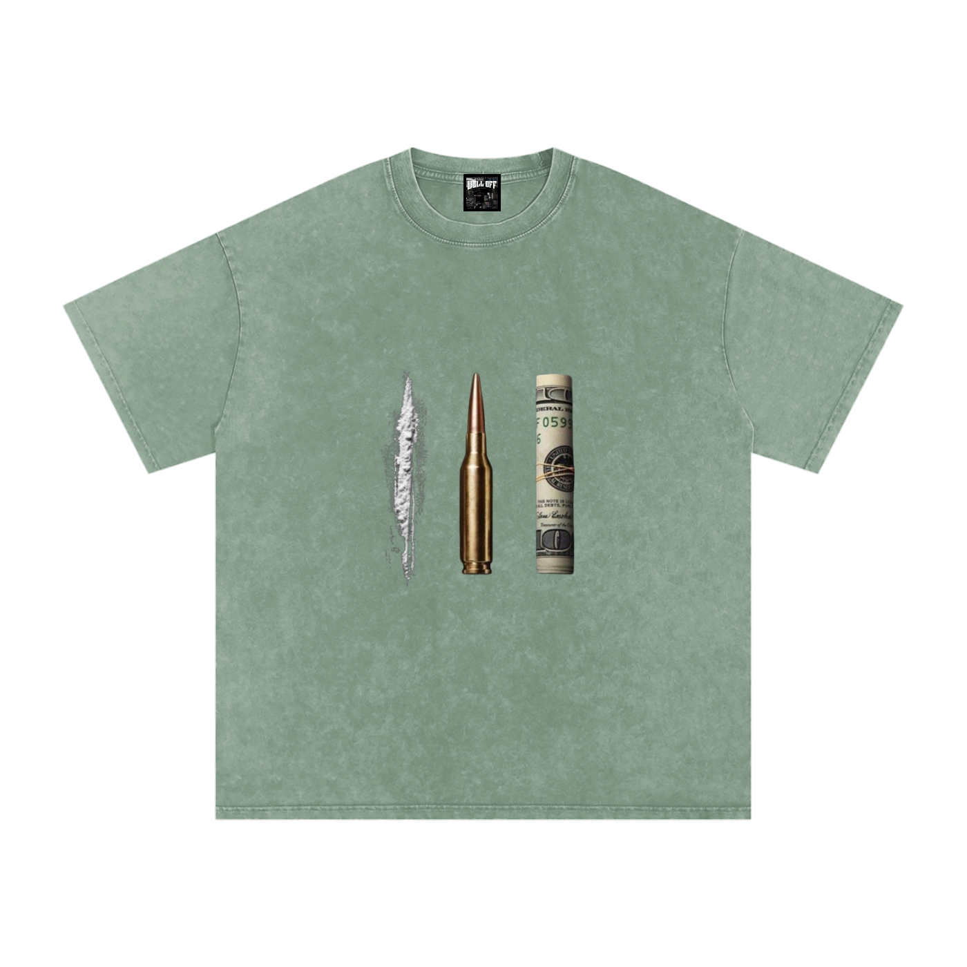 Snow Washed Oversized Cotton "WELL OFF" T-Shirt