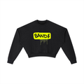 Womens Vintage "WELL OFF" Washed Cropped Sweatshirt