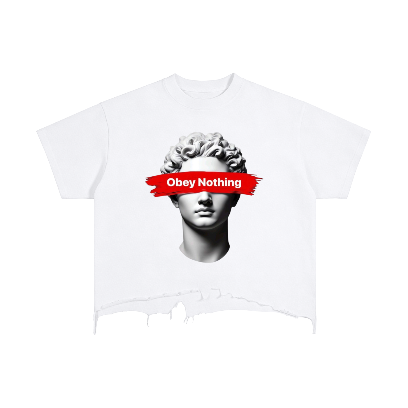 Vintage Wash Boxy Distressed Hem "Le'Saint" T-Shirt