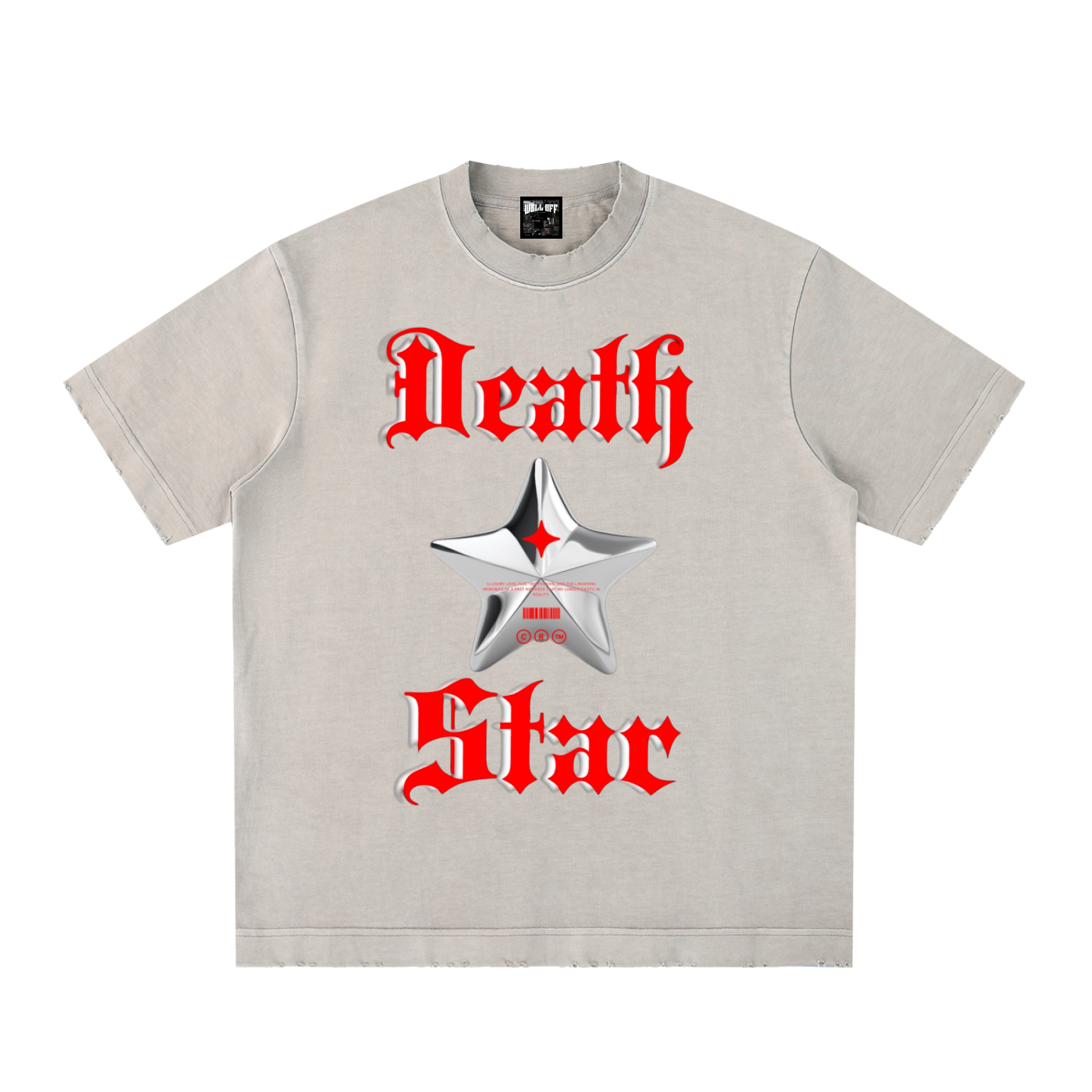 Heavyweight Vintage Washed Frayed "Death Star" T-Shirt