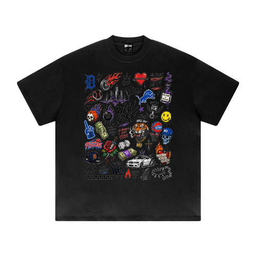 Heavyweight Drop Shoulder "WELL OFF-NO PEACE WITHOUT WAR " Collab T-Shirt