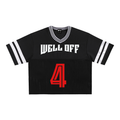 Taped Mesh Boxy "WELL OFF"  T-Shirt