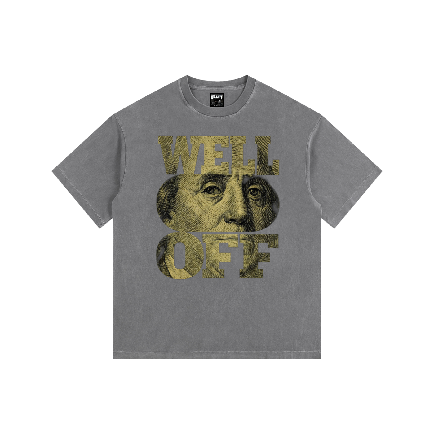 Vintage Washed Oversized Cotton "WELL OFF" T-Shirt