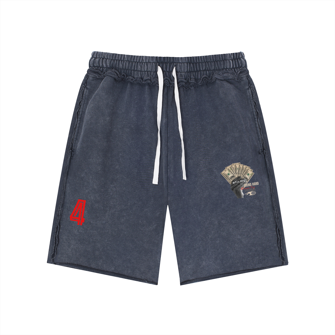 Mineral Wash Raw Edge "WELL OFF Collab" Shorts