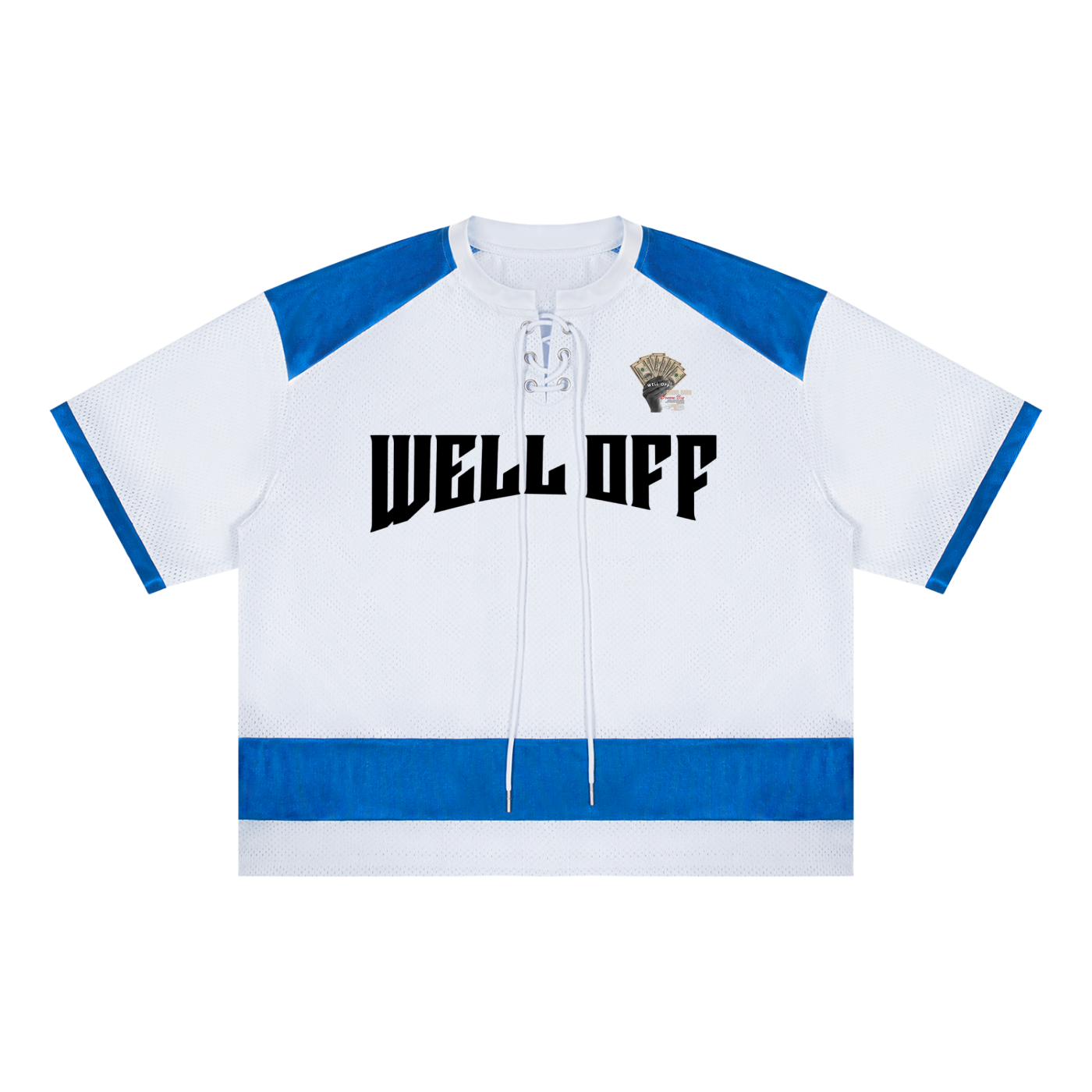 Unisex Raglan Sleeve WELL OFF  Mesh Boxy T-Shirt