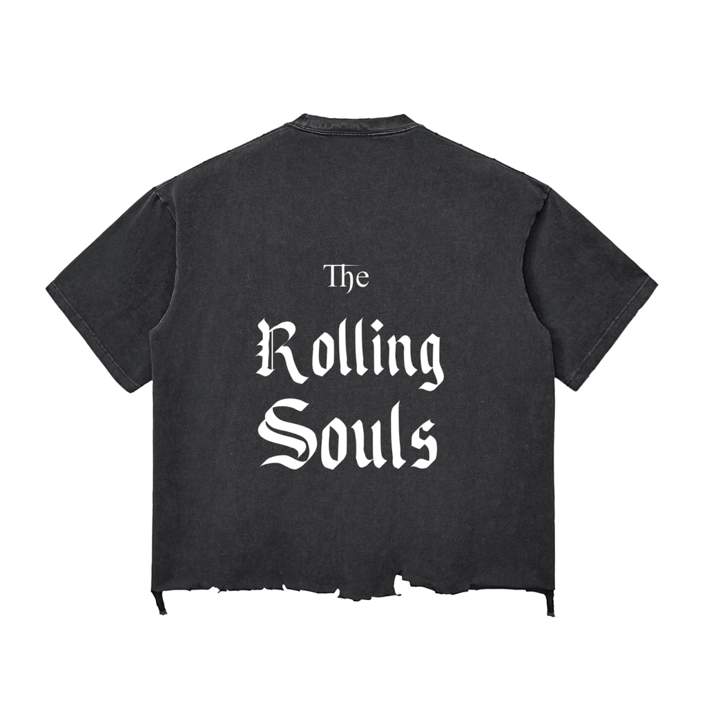 Snow Wash Raw-Hem Boxy "LE'SAINT" T-shirt