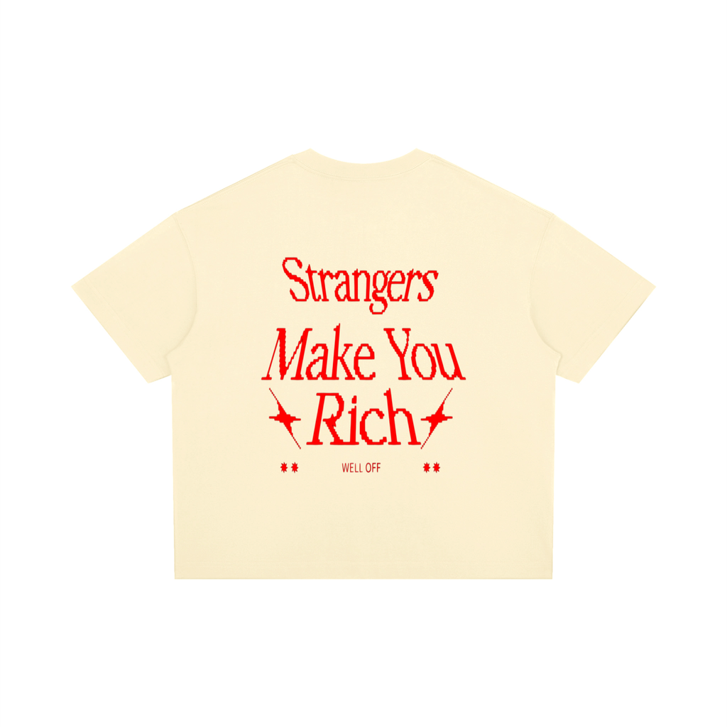 Boxy Drop Shoulder "WELL OFF" T-Shirt