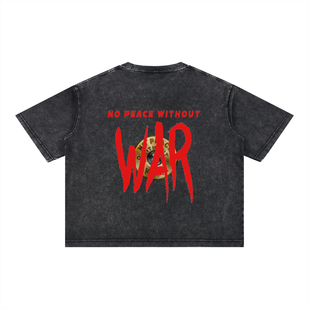 Mineral Wash Boxy Cotton "NO PEACE WITHOUT WAR "T-Shirt