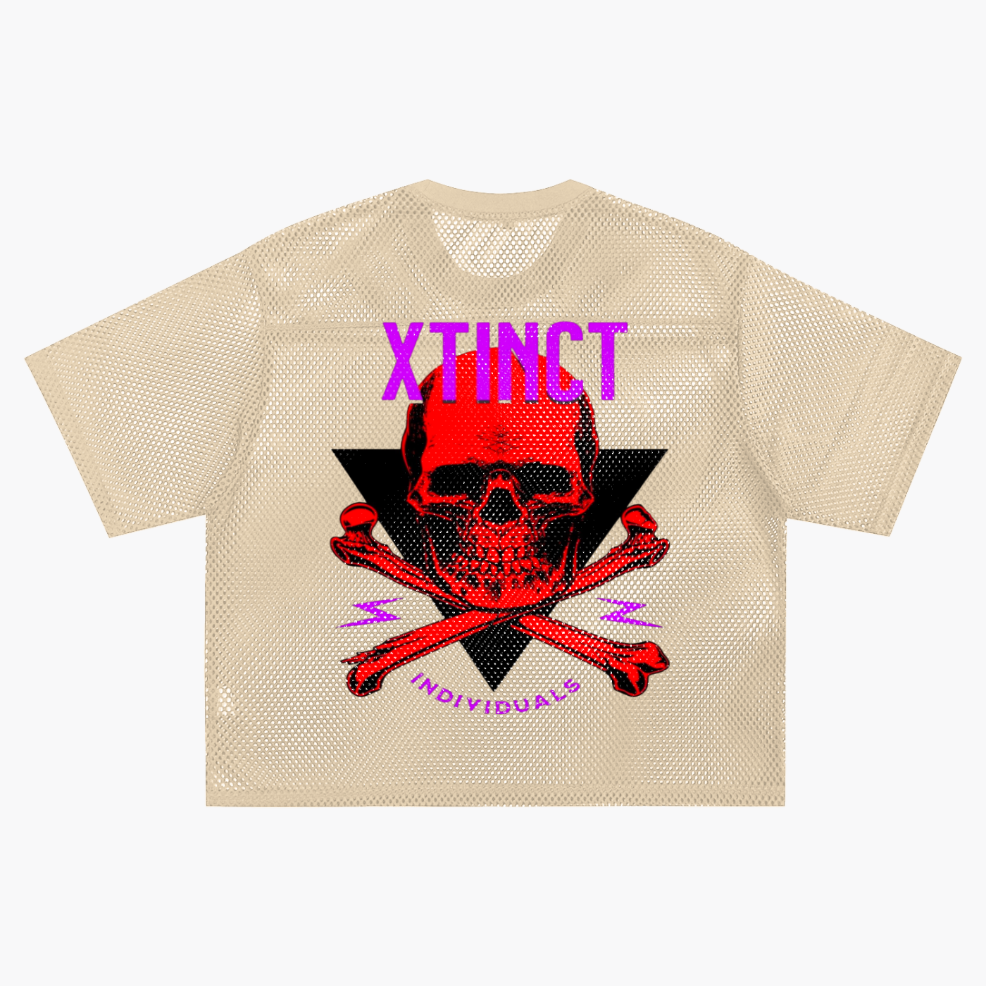 See-through Boxy "WELL OFF - XtincT IndividualS" Collab Net T-Shirt