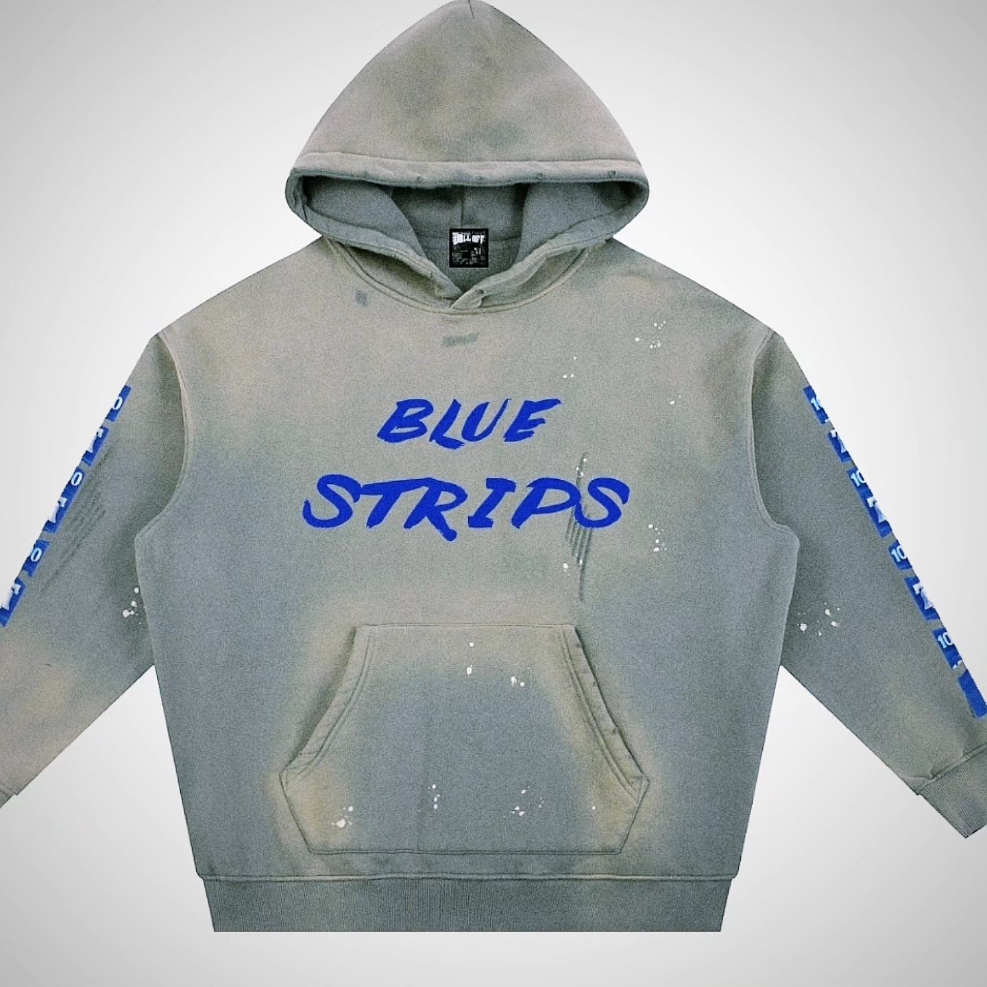 Vintage Washed Frayed "WELL OFF" Fleece Hoodie